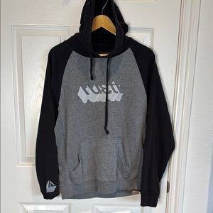 Ruett surfing Gray and Black Raglan Hoodie with Logo